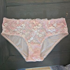 Victoria's Secret Women White Pink Hiphugger Panty Underwear with Lace sz small